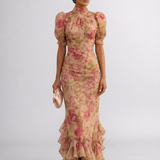Rosario | Virágmintás Hosszú Chiffon Ruha