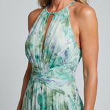Marija | Halter Midi Ruha Ráncokkal és Puha Virágmintával