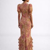 Rosario | Virágmintás Hosszú Chiffon Ruha