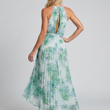 Marija | Halter Midi Ruha Ráncokkal és Puha Virágmintával