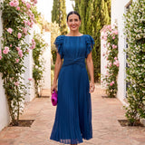 Seraphina | Elegáns Maxi Pliszírozott Ruha Övvel a Deréknál