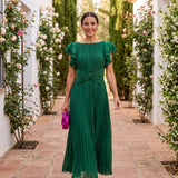 Seraphina | Elegáns Maxi Pliszírozott Ruha Övvel a Deréknál