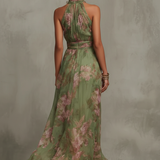 Livia | Elegáns Maxi Halter Ruha Virágokkal
