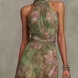 Livia | Elegáns Maxi Halter Ruha Virágokkal