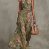 Livia | Elegáns Maxi Halter Ruha Virágokkal