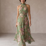 Livia | Elegáns Maxi Halter Ruha Virágokkal