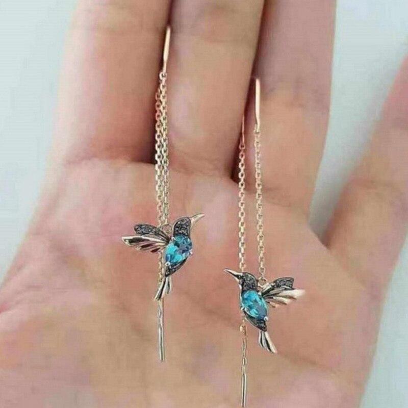 Ezüst és cirkónia fülbevalók kolibri formában