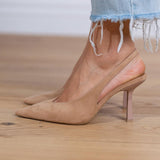 Boglárka - Meztelen slingback cipők tűs sarokkal