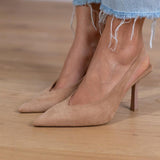 Boglárka - Meztelen slingback cipők tűs sarokkal
